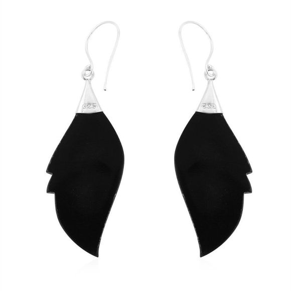 Abalone Shell Leaf Earrings in Sterling Silver - Picture 4 of 8